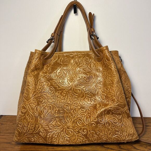 ISADORA ITALY Cuoio Tooled Genuine Leather Large Tote Bag New with Tags - Picture 2 of 16